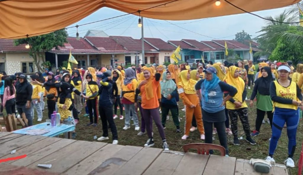 Dihadiri Ratusan Warga Sukajadi, Golkar Banyuasin Gelar Kegiatan Senam dan Memancing