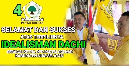 Idealisman Dachi Resmi Terpilih Pimpin DPD II Partai Golkar Nias Selatan