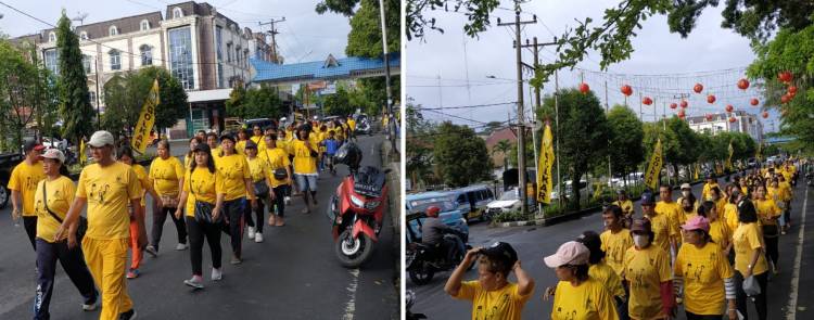 Ribuan Kader dan Masyarakat Ikuti Jalan Sehat Partai Golkar, Pematangsiantar Menguning