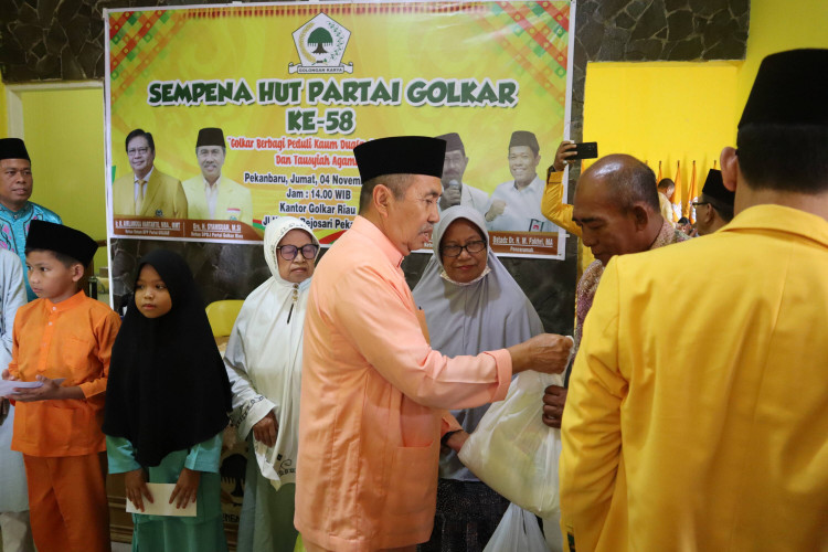 HUT Ke-58 Partai Golkar, MDI Riau Gelar Santunan Dhuafa, Yatim Piatu dan Tausyiah Keagamaan