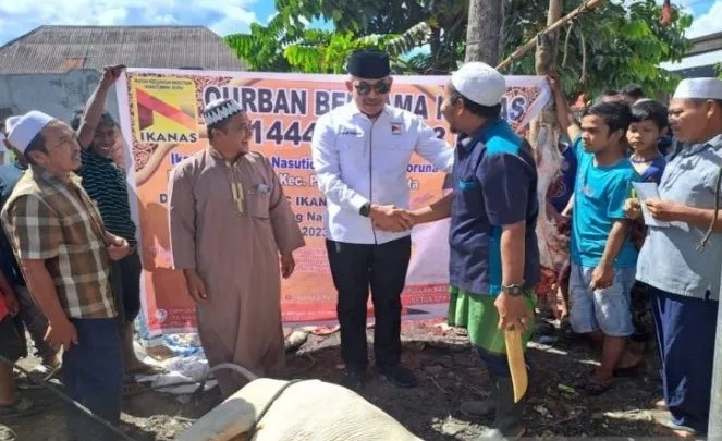 Gandeng Ikanas Dohot Anak Boruna, Saipullah Nasution Bagikan Belasan Ekor Hewan Kurban