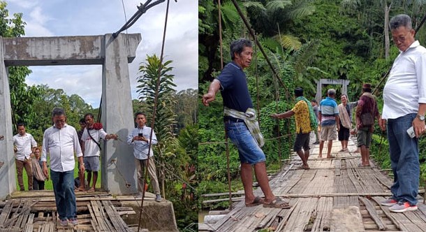 Peduli Keselamatan Warga, John Rende Mangontan Gunakan Dana Pribadi Perbaiki Jembatan Gantung di Makale Utara